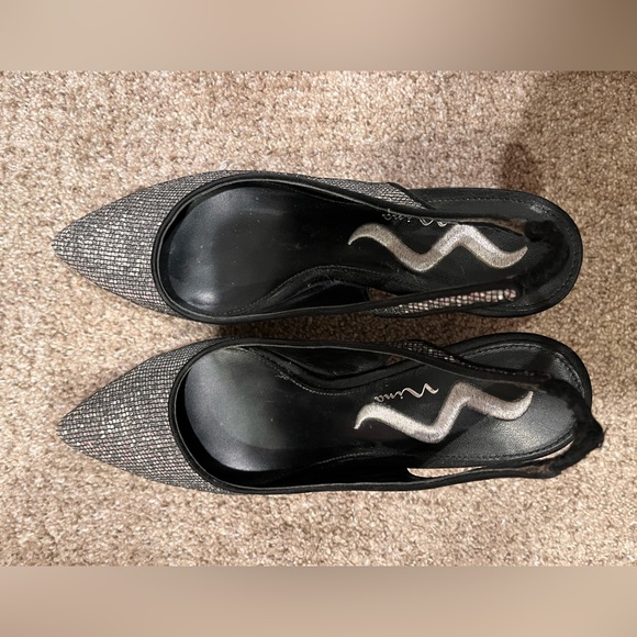 Nina silver glitter sling back heels 7 - Picture 4 of 6